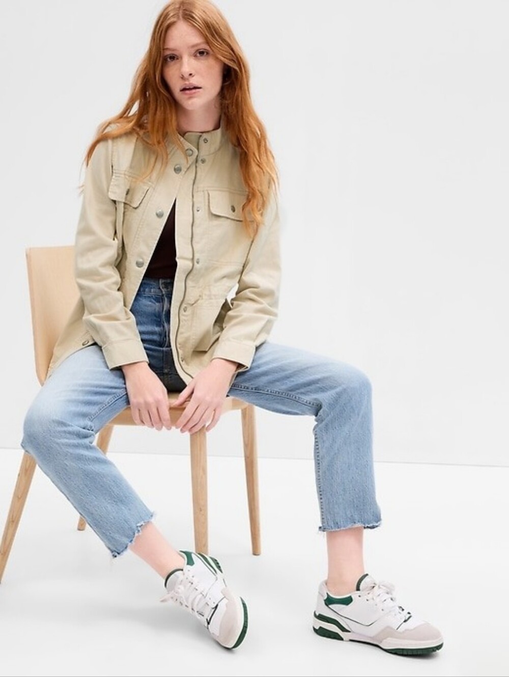 GAP Cream Casual Drawstring Waist Jacket